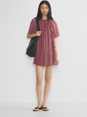 Aritzia Mauve Pink Flutter Sleeve Mini Dress